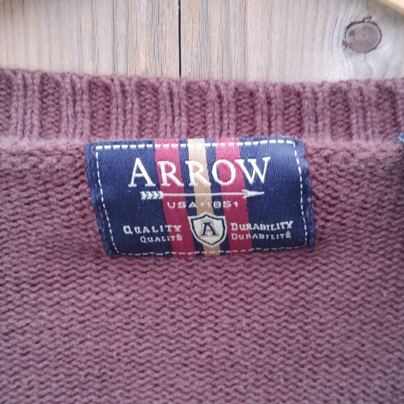 RETRO ARGYLE Sweater Men's Size Large ARROW Knit Sweater - Picture 2 of 5